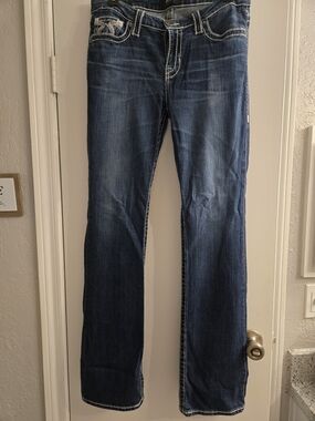 Dark Blue Straight-Leg Denim Jeans